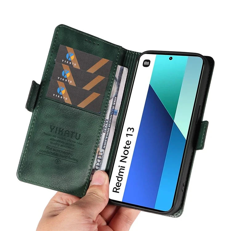 YIKATU YK-007 For Xiaomi Redmi Note 13 4G Leather Case Litchi Texture Cover Phone Wallet