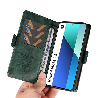YIKATU YK-007 For Xiaomi Redmi Note 13 4G Leather Case Litchi Texture Cover Phone Wallet