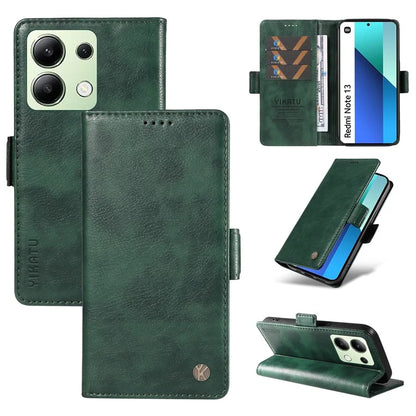 YIKATU YK-007 For Xiaomi Redmi Note 13 4G Leather Case Litchi Texture Cover Phone Wallet