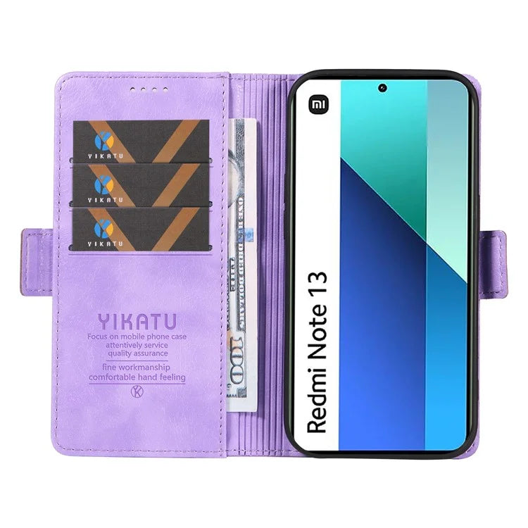 YIKATU YK-007 For Xiaomi Redmi Note 13 4G Leather Case Litchi Texture Cover Phone Wallet