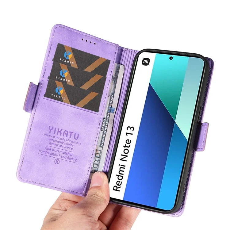 YIKATU YK-007 For Xiaomi Redmi Note 13 4G Leather Case Litchi Texture Cover Phone Wallet