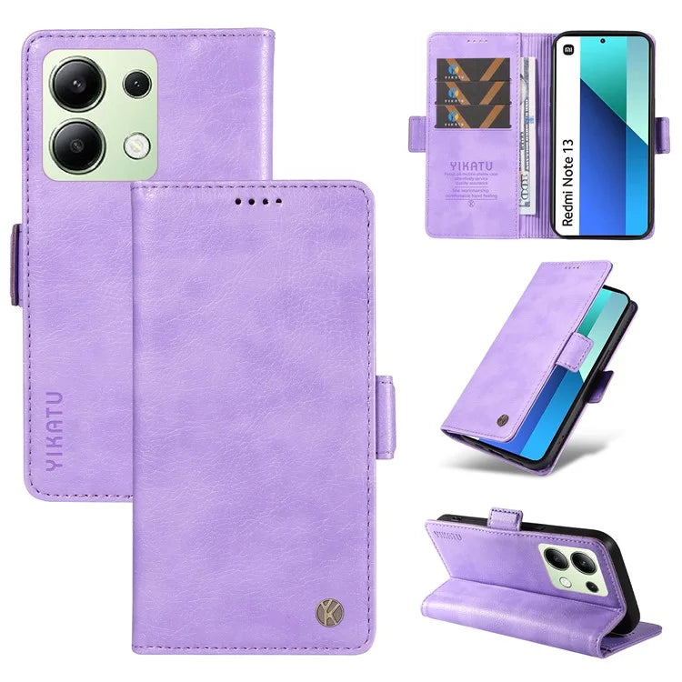 YIKATU YK-007 For Xiaomi Redmi Note 13 4G Leather Case Litchi Texture Cover Phone Wallet