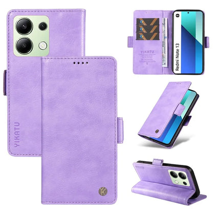 YIKATU YK-007 For Xiaomi Redmi Note 13 4G Leather Case Litchi Texture Cover Phone Wallet