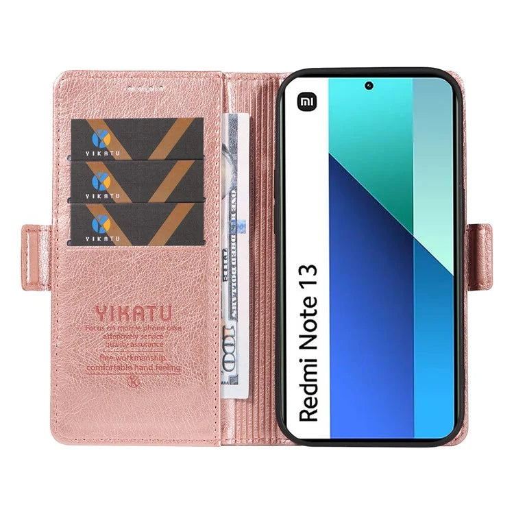 YIKATU YK-007 For Xiaomi Redmi Note 13 4G Leather Case Litchi Texture Cover Phone Wallet