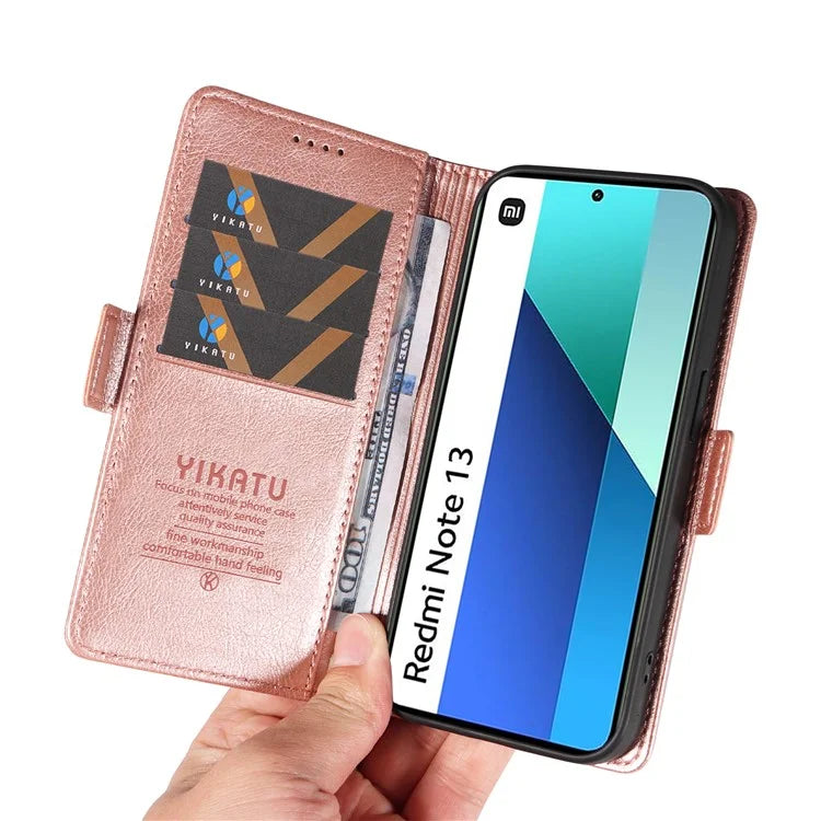 YIKATU YK-007 For Xiaomi Redmi Note 13 4G Leather Case Litchi Texture Cover Phone Wallet