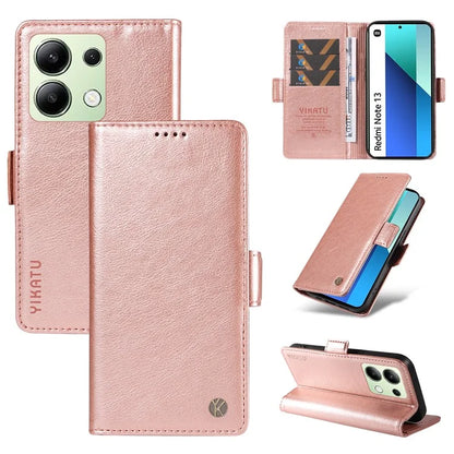 YIKATU YK-007 For Xiaomi Redmi Note 13 4G Leather Case Litchi Texture Cover Phone Wallet