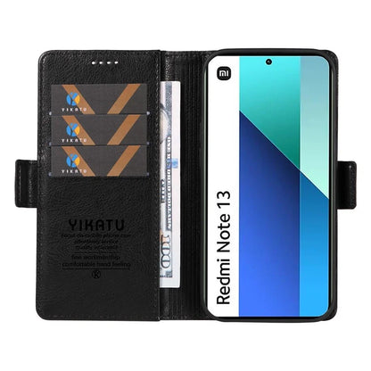 YIKATU YK-007 For Xiaomi Redmi Note 13 4G Leather Case Litchi Texture Cover Phone Wallet