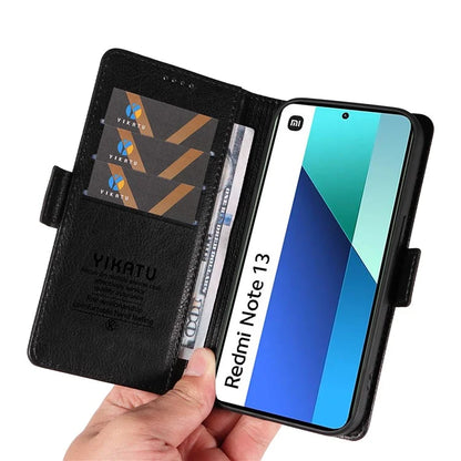 YIKATU YK-007 For Xiaomi Redmi Note 13 4G Leather Case Litchi Texture Cover Phone Wallet
