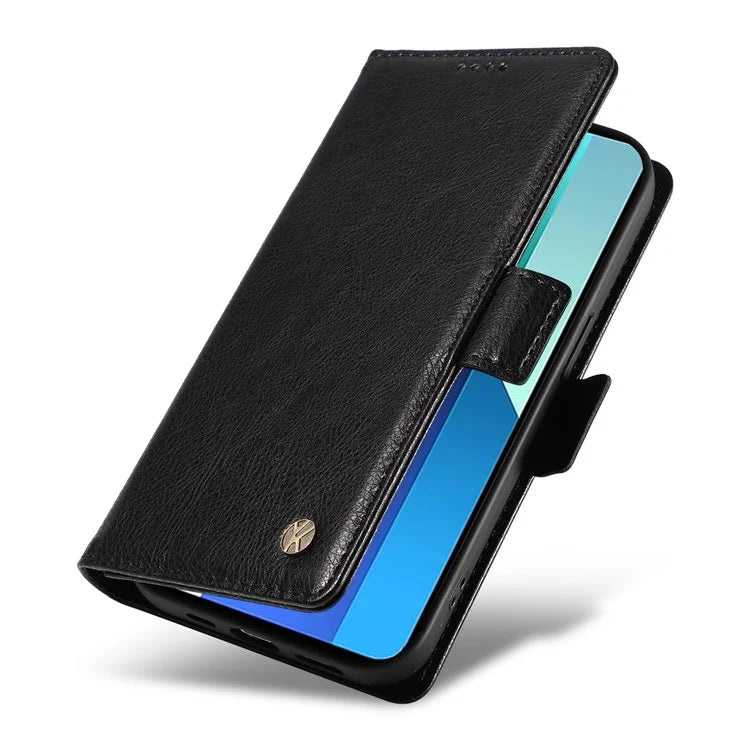YIKATU YK-007 For Xiaomi Redmi Note 13 4G Leather Case Litchi Texture Cover Phone Wallet