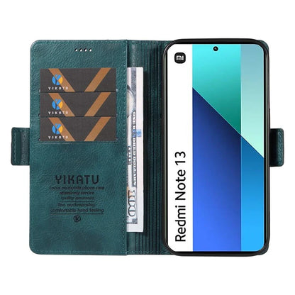 YIKATU YK-007 For Xiaomi Redmi Note 13 4G Leather Case Litchi Texture Cover Phone Wallet