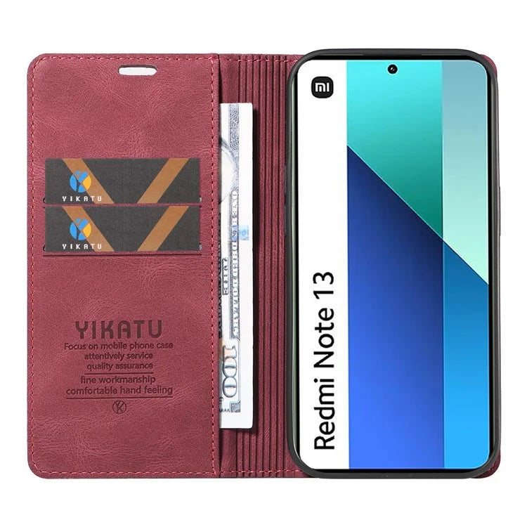 YIKATU YK-004 For Xiaomi Redmi Note 13 4G Leather Case Wallet Magnetic Closing