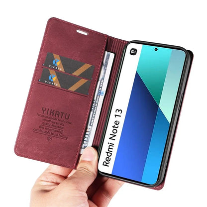 YIKATU YK-004 For Xiaomi Redmi Note 13 4G Leather Case Wallet Magnetic Closing