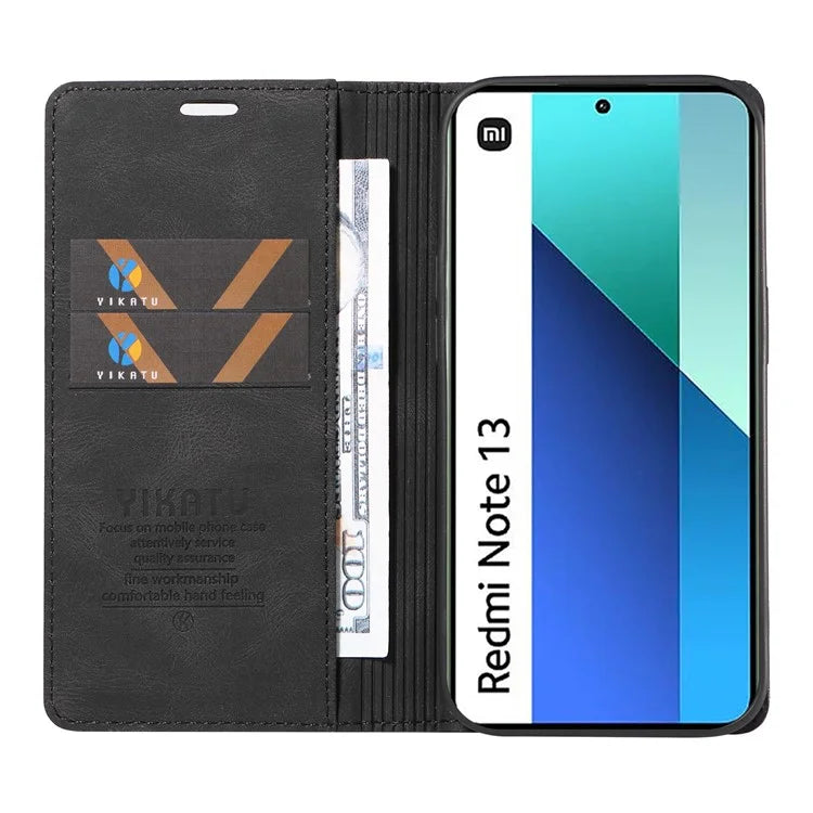 YIKATU YK-004 For Xiaomi Redmi Note 13 4G Leather Case Wallet Magnetic Closing