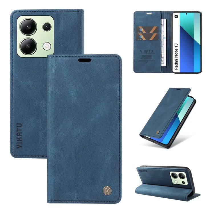 YIKATU YK-004 For Xiaomi Redmi Note 13 4G Leather Case Wallet Magnetic Closing