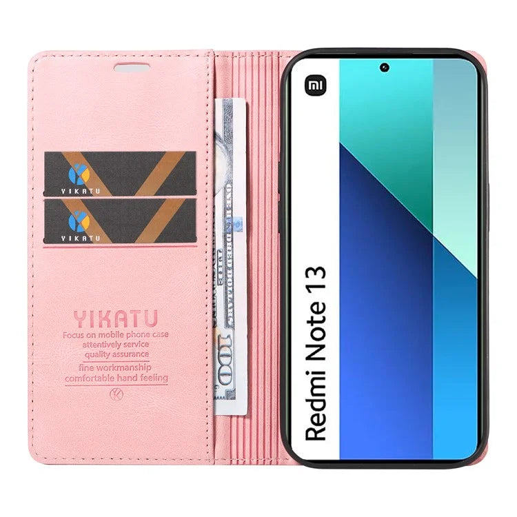 YIKATU YK-004 For Xiaomi Redmi Note 13 4G Leather Case Wallet Magnetic Closing