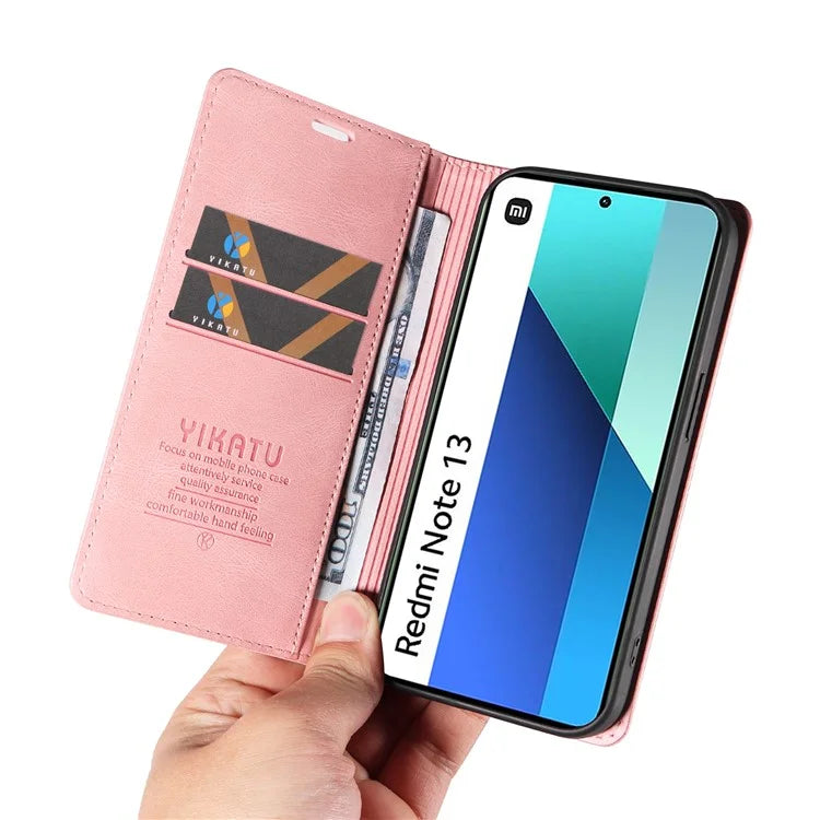 YIKATU YK-004 For Xiaomi Redmi Note 13 4G Leather Case Wallet Magnetic Closing