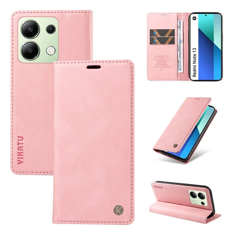 YIKATU YK-004 For Xiaomi Redmi Note 13 4G Leather Case Wallet Magnetic Closing