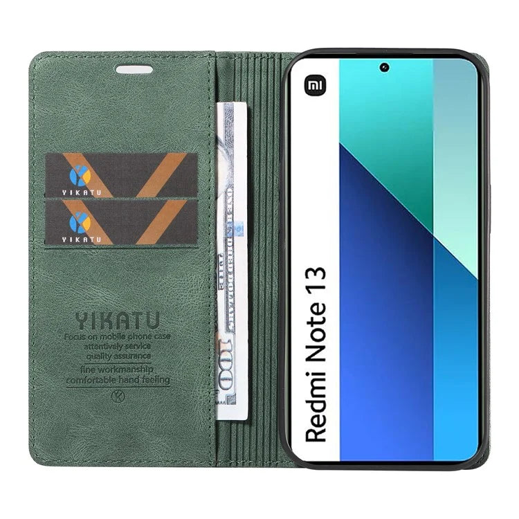 YIKATU YK-004 For Xiaomi Redmi Note 13 4G Leather Case Wallet Magnetic Closing