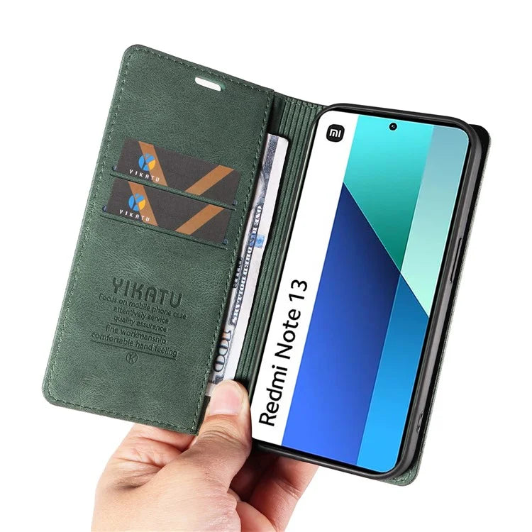 YIKATU YK-004 For Xiaomi Redmi Note 13 4G Leather Case Wallet Magnetic Closing