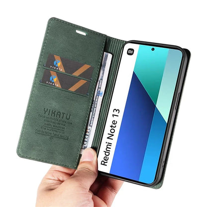 YIKATU YK-004 For Xiaomi Redmi Note 13 4G Leather Case Wallet Magnetic Closing