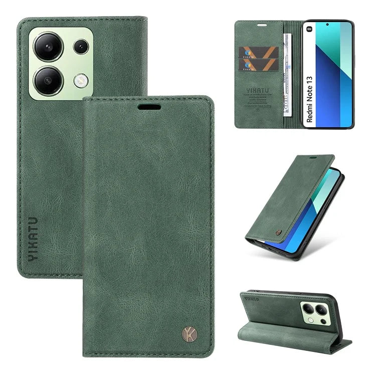 YIKATU YK-004 For Xiaomi Redmi Note 13 4G Leather Case Wallet Magnetic Closing