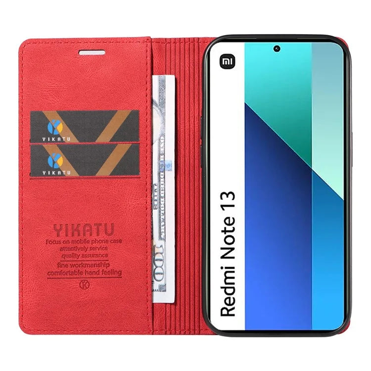 YIKATU YK-004 For Xiaomi Redmi Note 13 4G Leather Case Wallet Magnetic Closing