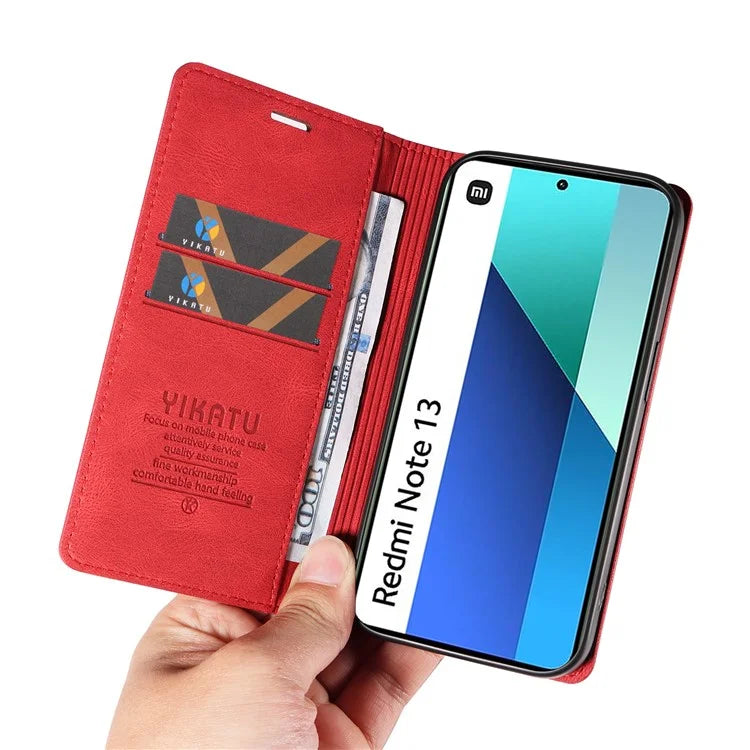 YIKATU YK-004 For Xiaomi Redmi Note 13 4G Leather Case Wallet Magnetic Closing