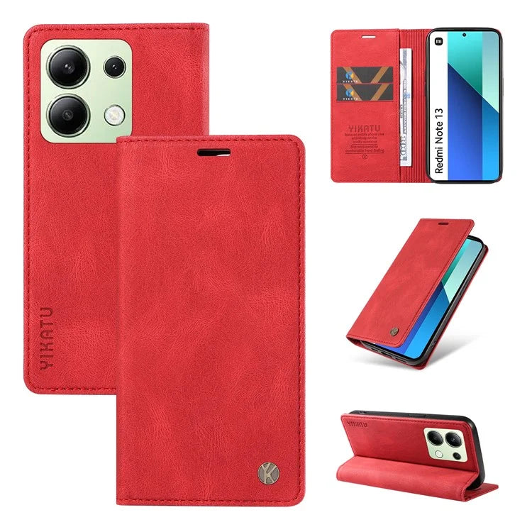 YIKATU YK-004 For Xiaomi Redmi Note 13 4G Leather Case Wallet Magnetic Closing