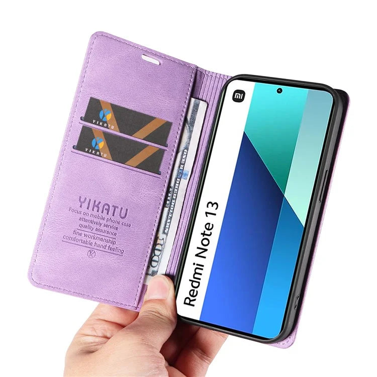 YIKATU YK-004 For Xiaomi Redmi Note 13 4G Leather Case Wallet Magnetic Closing