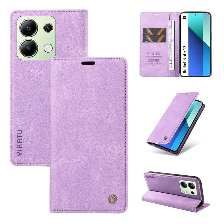YIKATU YK-004 For Xiaomi Redmi Note 13 4G Leather Case Wallet Magnetic Closing