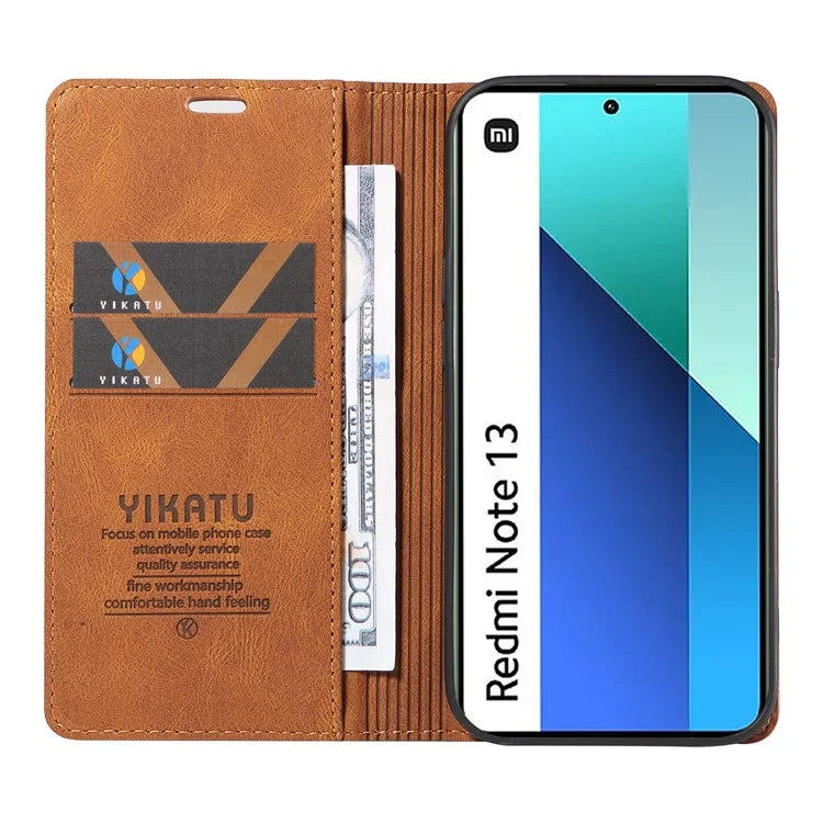 YIKATU YK-004 For Xiaomi Redmi Note 13 4G Leather Case Wallet Magnetic Closing