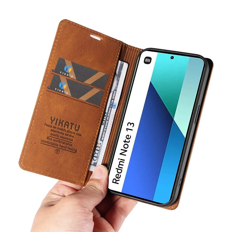 YIKATU YK-004 For Xiaomi Redmi Note 13 4G Leather Case Wallet Magnetic Closing