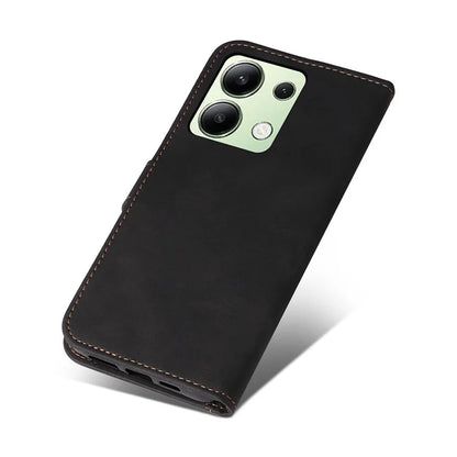 For Xiaomi Redmi Note 13 4G Leather Case Three-color Splicing Phone Cover