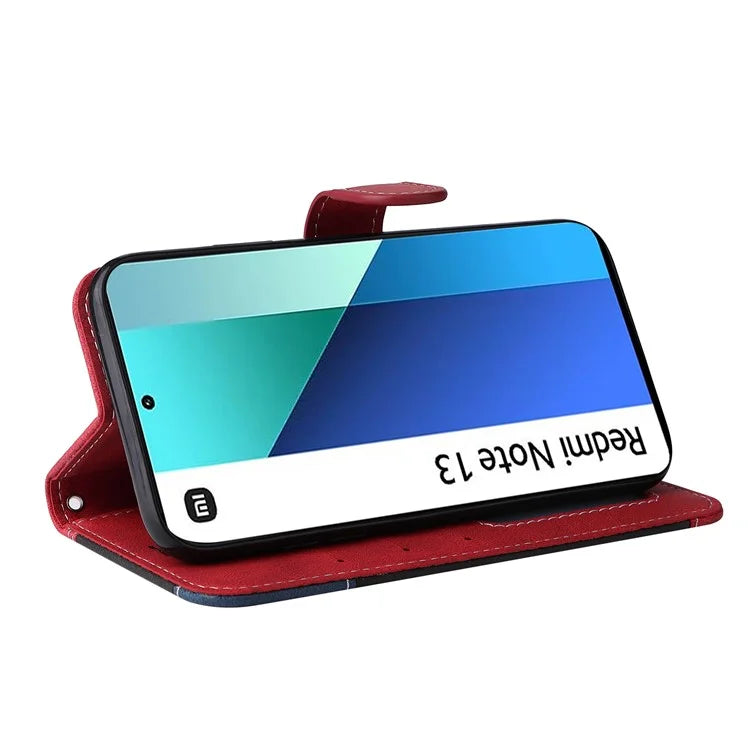 For Xiaomi Redmi Note 13 4G Leather Case Three-color Splicing Phone Cover