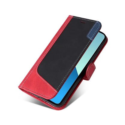 For Xiaomi Redmi Note 13 4G Leather Case Three-color Splicing Phone Cover