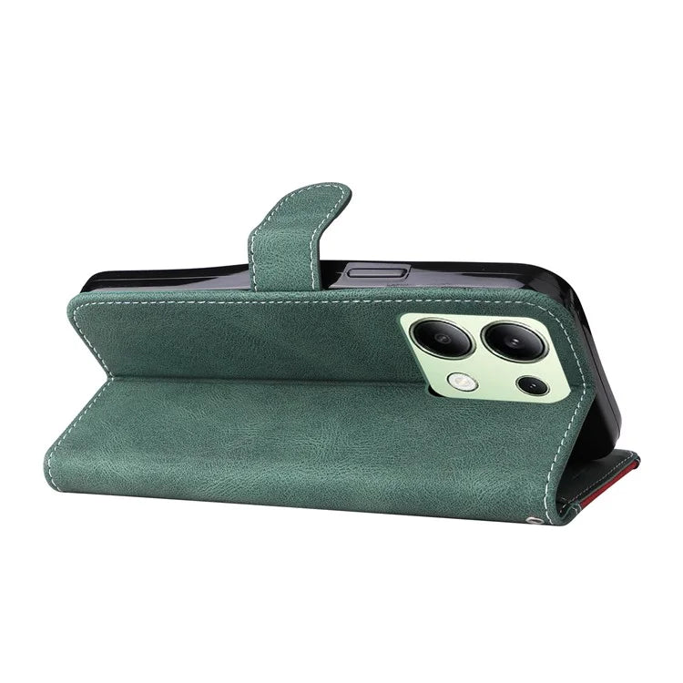 For Xiaomi Redmi Note 13 4G Leather Case Three-color Splicing Phone Cover