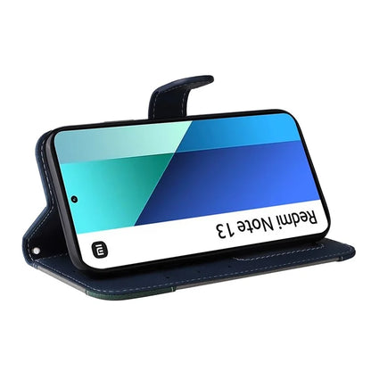 For Xiaomi Redmi Note 13 4G Leather Case Three-color Splicing Phone Cover