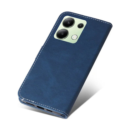For Xiaomi Redmi Note 13 4G Leather Case Three-color Splicing Phone Cover
