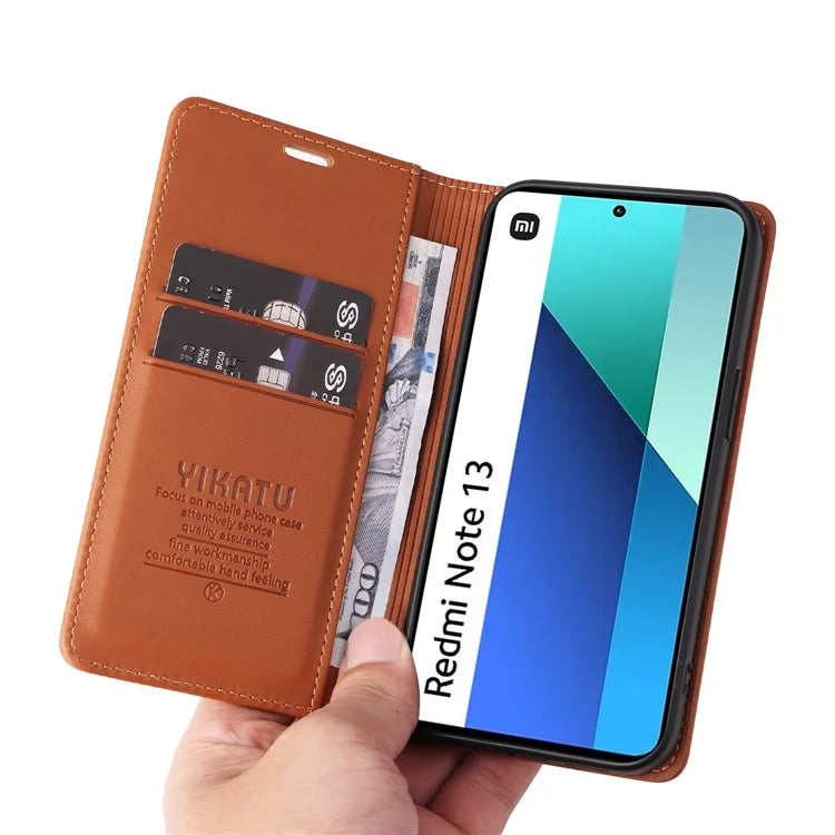 YIKATU YK-001 For Xiaomi Redmi Note 13 4G Case Wallet Phone Cover Magnetic Closing