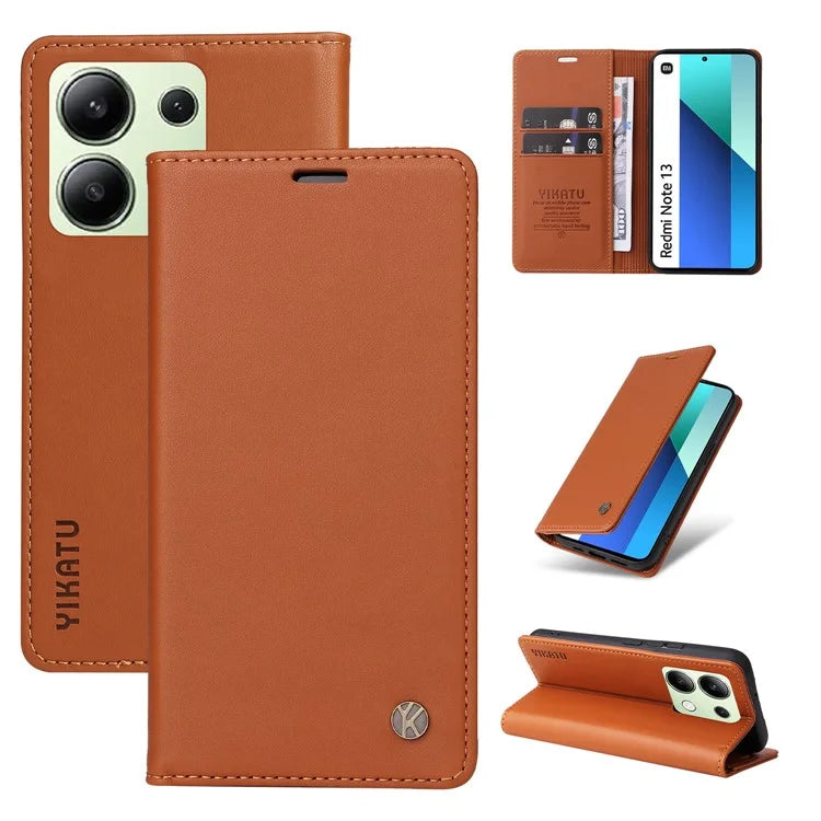 YIKATU YK-001 For Xiaomi Redmi Note 13 4G Case Wallet Phone Cover Magnetic Closing