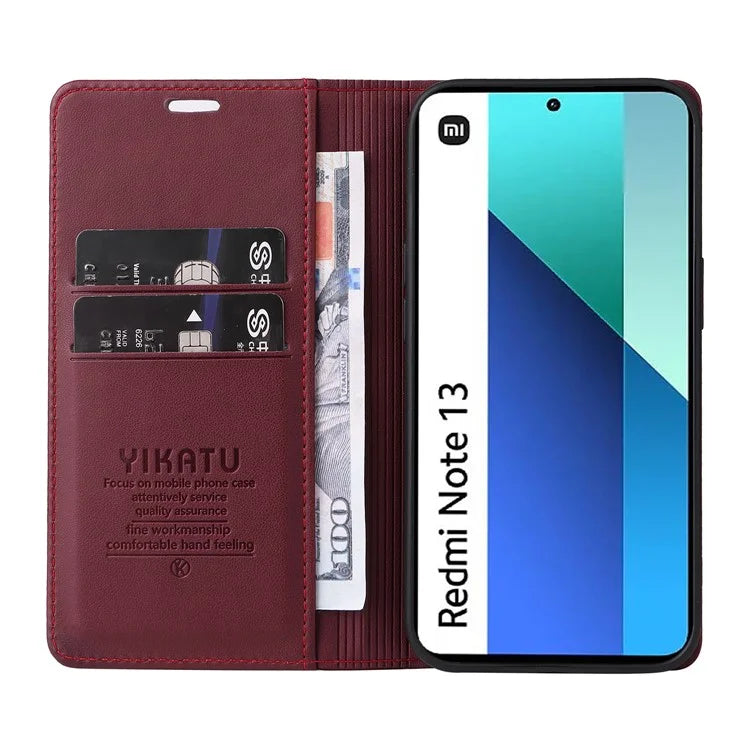 YIKATU YK-001 For Xiaomi Redmi Note 13 4G Case Wallet Phone Cover Magnetic Closing