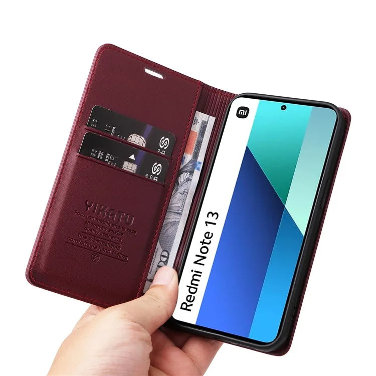 YIKATU YK-001 For Xiaomi Redmi Note 13 4G Case Wallet Phone Cover Magnetic Closing
