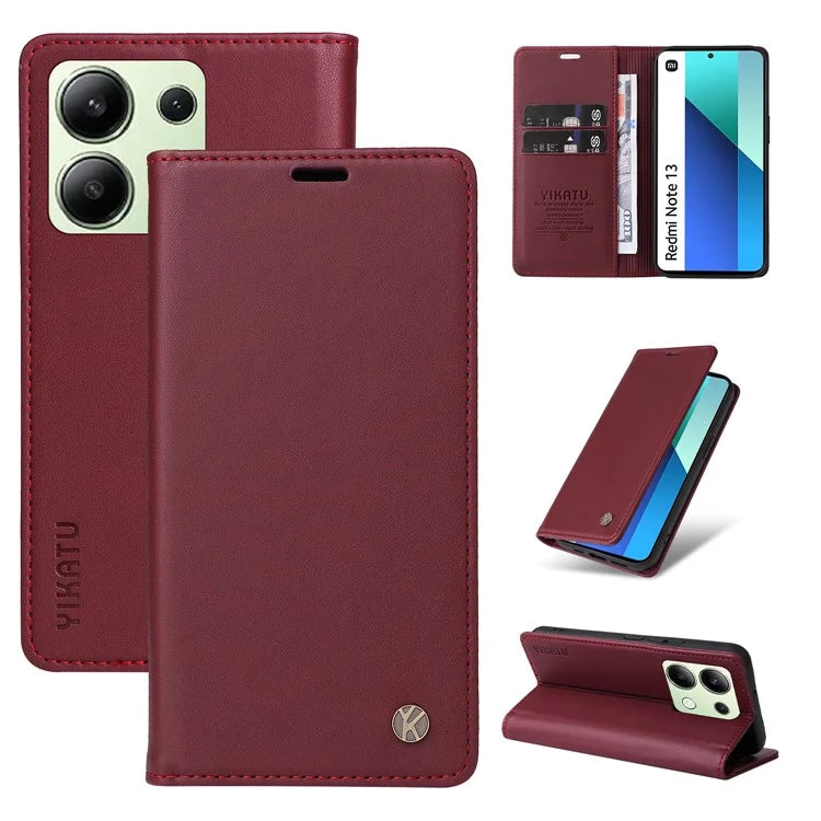 YIKATU YK-001 For Xiaomi Redmi Note 13 4G Case Wallet Phone Cover Magnetic Closing