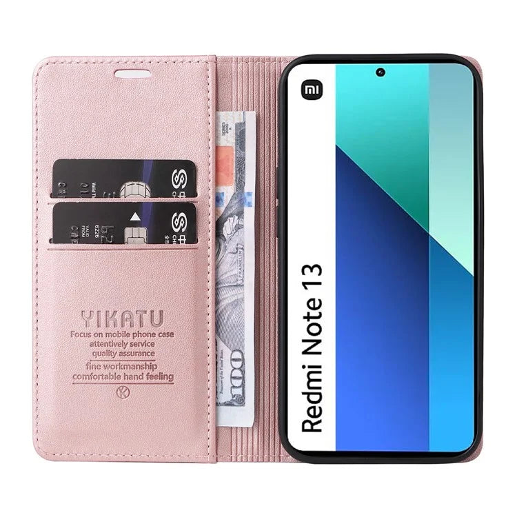 YIKATU YK-001 For Xiaomi Redmi Note 13 4G Case Wallet Phone Cover Magnetic Closing