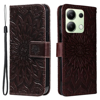 KT Imprinting Flower Series-1 For Xiaomi Redmi Note 13 4G Leather Case Wallet Cover Sunflower
