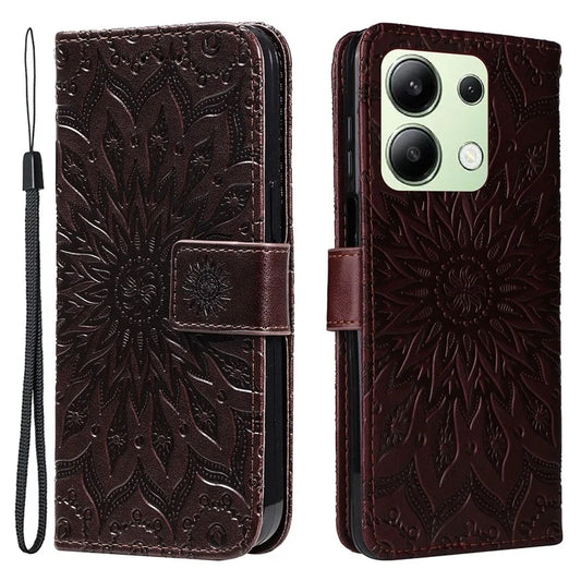 KT Imprinting Flower Series-1 For Xiaomi Redmi Note 13 4G Leather Case Wallet Cover Sunflower