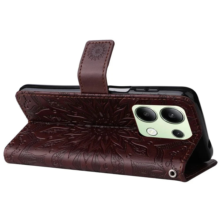 KT Imprinting Flower Series-1 For Xiaomi Redmi Note 13 4G Leather Case Wallet Cover Sunflower