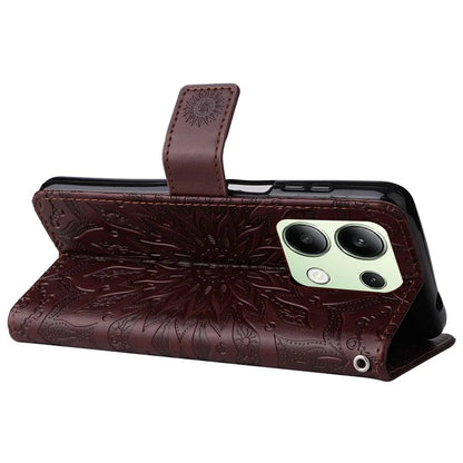 KT Imprinting Flower Series-1 For Xiaomi Redmi Note 13 4G Leather Case Wallet Cover Sunflower