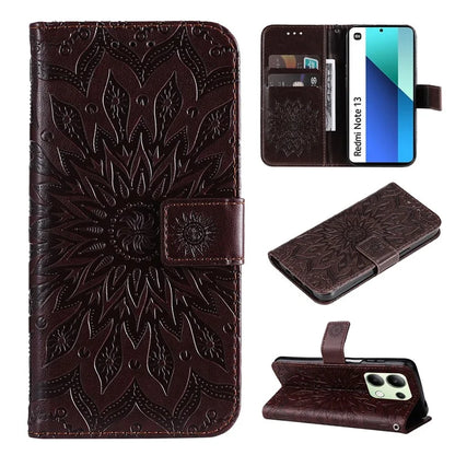 KT Imprinting Flower Series-1 For Xiaomi Redmi Note 13 4G Leather Case Wallet Cover Sunflower