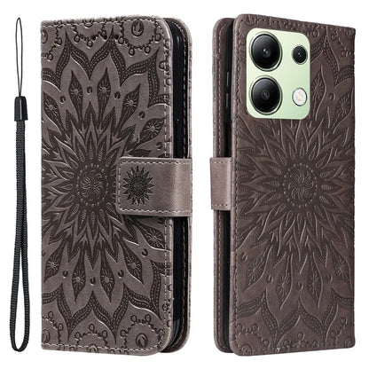 KT Imprinting Flower Series-1 For Xiaomi Redmi Note 13 4G Leather Case Wallet Cover Sunflower